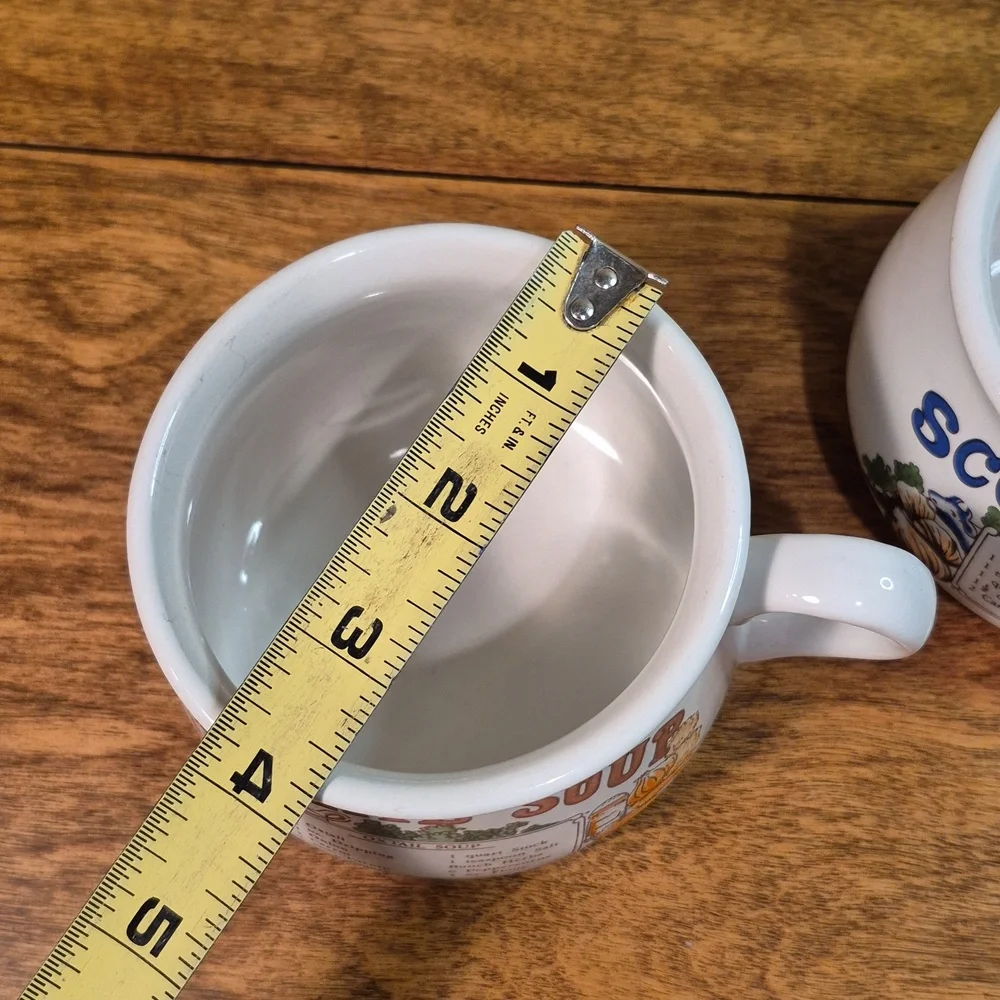VINTAGE Set of 2 Ceramic Recipe Soup Mugs, Oxtail Soup & Scotch Broth - Picture 10 of 13